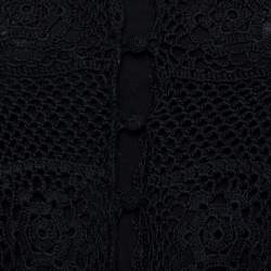 Pre Owned Dolce & Gabbana Black Crochet Button Front Top S
