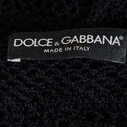 Pre Owned Dolce & Gabbana Black Crochet Button Front Top S