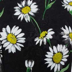 Pre Owned Dolce & Gabbana Black Floral Jacquard Daisy Printed Sleeveless Midi Dress L