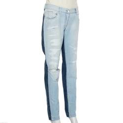 Pre Owned Dolce & Gabbana Blue Two Tone Denim Distressed Jeans M