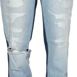 Pre Owned Dolce & Gabbana Blue Two Tone Denim Distressed Jeans M