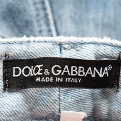 Pre Owned Dolce & Gabbana Blue Two Tone Denim Distressed Jeans M