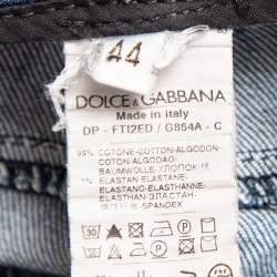 Pre Owned بنطلون جينز دولتشي أند غابانا ساق مستقيمة ممزق دنيم باهت كحلي مقاس متوسط