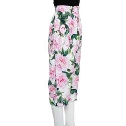 Pre Owned Dolce & Gabbana Pink Floral Printed Cotton High Waist Capri Pants XS