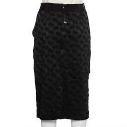 Pre Owned Dolce & Gabbana Black Jacquard Draped Detail Pencil Skirt L