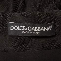 Pre Owned Dolce & Gabbana Black Jacquard Draped Detail Pencil Skirt L