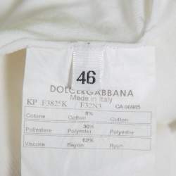 Pre Owned Dolce & Gabbana White Knit Sleeveless Overlay Detail Collared Top L