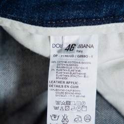 Pre Owned بنطلون دولتشي أند غابانا برتي تفاصيل سحاب ممزق دنيم كحلي مقاس كبير
