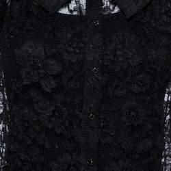 Pre Owned Dolce & Gabbana Black Lace Button Front Top S