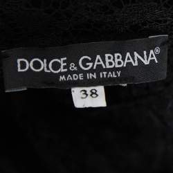 Pre Owned Dolce & Gabbana Black Lace Button Front Top S