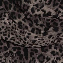 Pre Owned Dolce & Gabbana Grey Animal Printed Ruched Midi Dress M