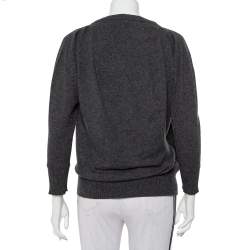 Pre Owned Dolce & Gabbana Charcoal Grey Wool Tie Detail Cardigan S