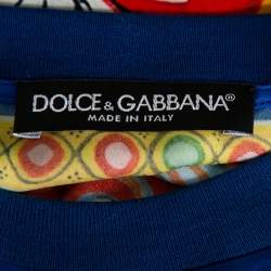 Pre Owned Dolce & Gabbana Multicolor Carretto Siciliano Printed Silk Oversized Top XS