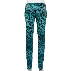 Pre Owned Dolce & Gabbana Green & Blue Animal Printed Denim Tapered Leg Jeans M