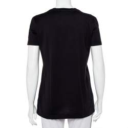 مملوكة مسبقًا تي شيرت دولتشي أند غابانا رقبة مستديرة قطن مطبوع نقشة الفهد أسود مقاس صغير (سمول)