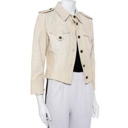 Pre Owned Dolce & Gabbana Vintage Beige Denim Button Front Jacket M
