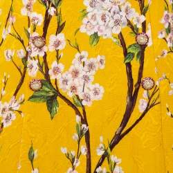 Pre Owned تنورة دولتشي أند غابانا ميني طية جاكار طباعة زهور ألموند أصفر مقاس متوسط