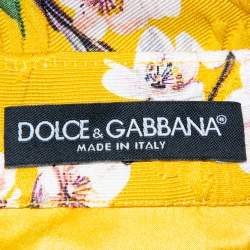 Pre Owned تنورة دولتشي أند غابانا ميني طية جاكار طباعة زهور ألموند أصفر مقاس متوسط