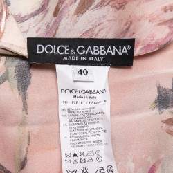 Pre Owned توب دولتشي ند غابانا حافة دانتيل حرير مطوع مورد وردي مقاس صغير (سمول)