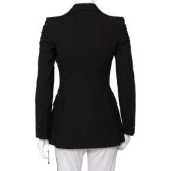 Pre Owned Dolce & Gabbana Black Wool Lace Up Detail Button Front Blazer XS