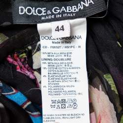 مملوكة مسبقًا فستان ميد�ي دولتشي أند غابانا حرير أسود مطبوع بربطة عنق مقاس متوسط - ميديوم