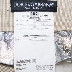 Dolce & Gabbana Metallic Silver Faux Leather Pencil Skirt XS 