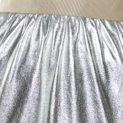 Dolce & Gabbana Metallic Silver Faux Leather Pencil Skirt XS 