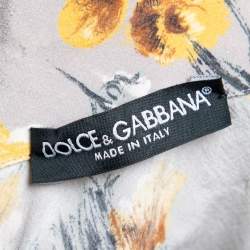 Pre Owned Dolce & Gabbana Grey Floral Printed Silk Sleeveless Shirt S