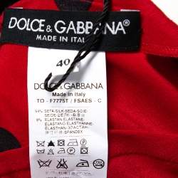 Pre Owned Dolce & Gabbana Red Polka Dotted Silk Halterneck Top S