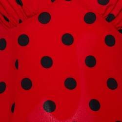 Pre Owned Dolce & Gabbana Red Polka Dotted Silk Halterneck Top S