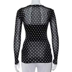 Pre Owned Dolce & Gabbana  Black Polka Dot Knit Button Front Cardigan XS