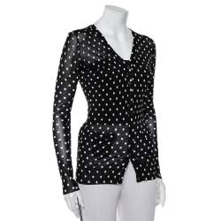 Pre Owned Dolce & Gabbana  Black Polka Dot Knit Button Front Cardigan XS