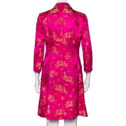 Pre Owned Dolce & Gabbana Vintage Pink Brocade Button Front Coat M