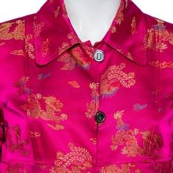 Pre Owned Dolce & Gabbana Vintage Pink Brocade Button Front Coat M