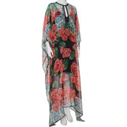 مملوكة مسبقًا Dolce & Gabbana Multicolor Anthurium Printed Silk Kaftan Maxi Dress L