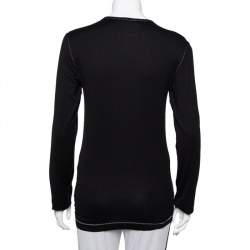 Pre Owned Dolce & Gabbana Black Cotton Long Sleeve T-Shirt L