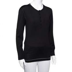 Pre Owned Dolce & Gabbana Black Cotton Long Sleeve T-Shirt L
