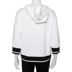 Pre Owned Dolce & Gabbana White Cotton Logo Printed Hooded Sweatshirt S   