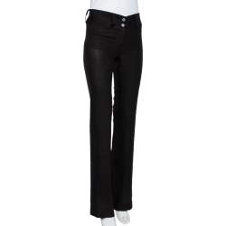 Pre Owned Dolce & Gabbana Black Linen Straight Leg Pants S