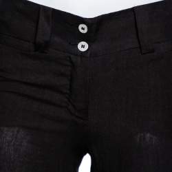 Pre Owned Dolce & Gabbana Black Linen Straight Leg Pants S