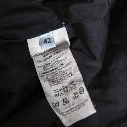 Pre Owned Dolce & Gabbana Black Floral Printed Cotton Ruffled Hem Sleeveless Mini Dress M