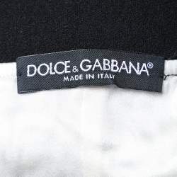 مملوكة مسبقًا Dolce & Gabbana Cream Fish Printed Crepe A-Line Midi Skirt S