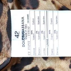 Pre Owned Dolce & Gabbana Brown Leopard Printed Corduroy Fur Collar Detail Coat M 