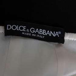 Pre Owned Dolce & Gabbana White Banana Leaf Printed Crepe Flared Hem Midi Skirt M
