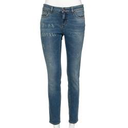 Pre Owned بنطلون جينز دولتشي أند غابانا مكسم برتي ممزق دنيم أزرق مقاس صغير