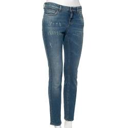 Pre Owned بنطلون جينز دولتشي أند غابانا مكسم برتي ممزق دنيم أزرق مقاس صغير