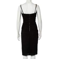 Pre Owned فستان ميدي دولتشي أند غابانا تريكو أسود مكشكش مقاس متوسط - ميديوم