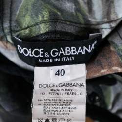 Pre Owned Dolce & Gabbana Grey Floral Printed Silk Scoop Neck Top S