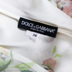 Pre Owned Dolce & Gabbana Cream Floral Printed Roundneck Top S