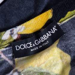 Pre Owned Dolce & Gabbana Black lemon printed Silk & Cashmere Button Front Cardigan S